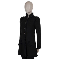 CHANEL black cotton 13C VERSAILLES BRAID TRIM TWEED Coat Jacket 40 M