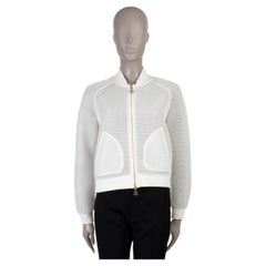 Giacca bomber MONCLER bianca in poliestere a rete, taglia M