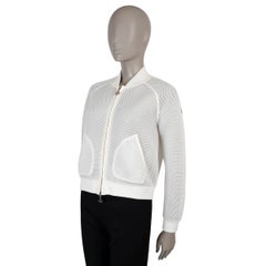 Giacca bomber MONCLER bianca in poliestere a rete, taglia M