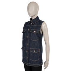 CHANEL dark blue cotton 25C MARSEILLES DENIM Vest Jacket 36 XS