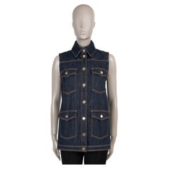 CHANEL dark blue cotton 25C MARSEILLES DENIM Vest Jacket 36 XS