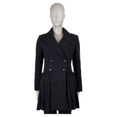 CHANEL black & navy blue cotton 20S TWEED DRESS Coat Jacket 36 XS