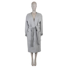 CELINE light grey wool DOUBLE FACE WRAP Coat Jacket 42 L