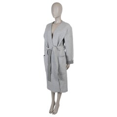 CELINE light grey wool DOUBLE FACE WRAP Coat Jacket 42 L