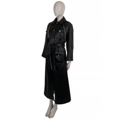CHANEL black silk 25A HANGZHOU OVESIZED MAXI TRENCH Coat Jacket 34 fits 38 S