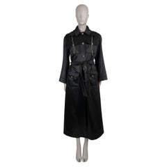 CHANEL black silk 25A HANGZHOU OVESIZED MAXI TRENCH Coat Jacket 34 fits 38 S