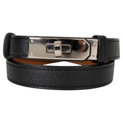 HERMES black Epsom leather KELLY 18 WAIST Belt PHW One Size