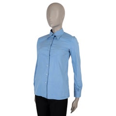 PRADA blue cotton 2021 STRETCH POPLIN Shirt 36 fits 38 XS