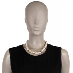 CHANEL pearly white & gold 25S PEARL & STRASS Necklace