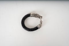 KIESELSTEIN-CORD black 1997 LEATHER & STERLING SILVER ALLIGATOR Bracelet