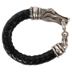 KIESELSTEIN-CORD black 1997 LEATHER & STERLING SILVER ALLIGATOR Bracelet