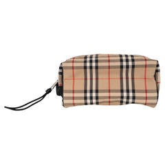 BURBERRY beige nylon VINTAGE CHECK VANITY CASE POUCH Bag