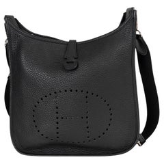 HERMES EVELYNE 29 Tasche aus schwarzem Clemence-Leder PHW