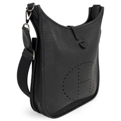 HERMES EVELYNE 29 Tasche aus schwarzem Clemence-Leder PHW