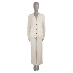 LORO PIANA ivory cashmere 2024 NAPIER CABLE KNIT Cardigan Pant Set S