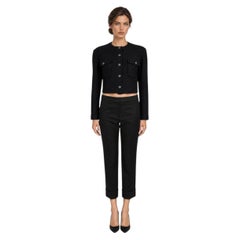 Chanel 2024 Glitter Wool Felt Cropped Jacket Black 38 S