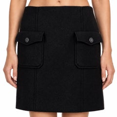 Chanel 2024 Glitter Wool Felt Mini Skirt Black 38 S