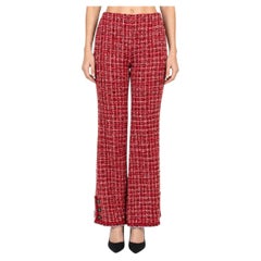 Chanel 2025 Wide Tweed Pants Red Pink Black 34 36 XS
