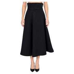 Christian Dior 2022 Gonna midi a vita alta con cintura, nera, taglia 38 S