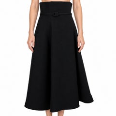 Christian Dior 2022 Gonna midi a vita alta con cintura, nera, taglia 38 S