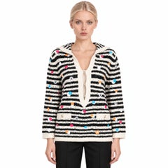 Chanel 2024 CC Dot Embroidered Mariniere Sweater Black/Cream/Multi 38 S