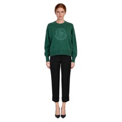 Maglione squadrato Moncler 2015 con logo ricamato, verde, taglia M