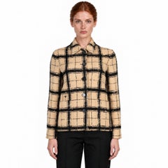 Christian Dior 2020 Plaid Tweed Jacket Beige/Black 38 S