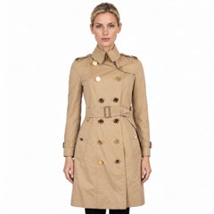 Burberry 2019 Chelsea Gabardine Trench Coat Honey 6 XS