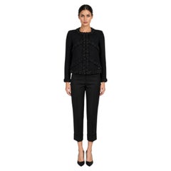 Chanel 2020 Braid Trim Cropped Tweed Jacket Black 36 XS