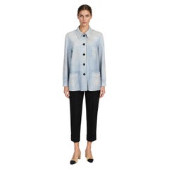 Prada 2026 Distressed Suede Jacket Sky Blue 40 S