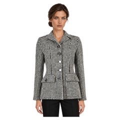 Chanel 2022 Houndstooth Tweed Jacket Black/White 36 XS