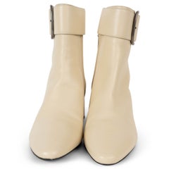 Saint Laurent Joplin Leather Ankle Boots Cream 39