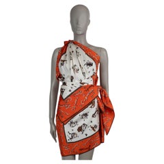Fendi 2023 Astrology Scarf One Shoulder Mini Dress Orange 44 L