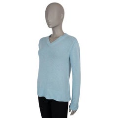 Prada 2016 Classic V-Neck Cashmere Sweater Baby Blue S