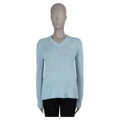 Prada 2016 Classic V-Neck Cashmere Sweater Baby Blue S