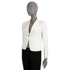 Brunello Cucinelli 2020, blazer en lin à motif chevron, blanc Panama, taille 38 XS