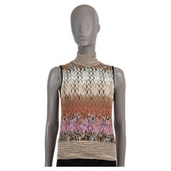Missoni 2022 Ombre Crochet Knit Turtleneck Tank Top Multicolor 44 L