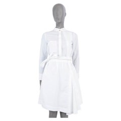 Brunello Cucinelli – Hemdkleid aus gekräuselter Baumwolle mit Gürtel, weiß, XS