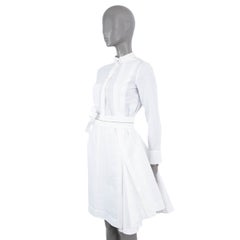Brunello Cucinelli – Hemdkleid aus gekräuselter Baumwolle mit Gürtel, weiß, XS