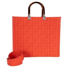 FENDI Tulipano Orange Stretch Fabric SUNSHINE Medium Tote Bag
