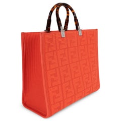 FENDI Tulipano Orange Stretch Fabric SUNSHINE Medium Tote Bag