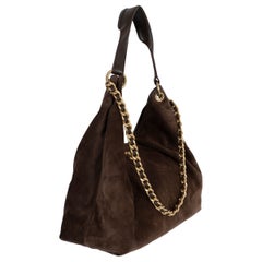 CHANEL 2026 Dark Brown Suede MAXI HOBO Shoulder Bag