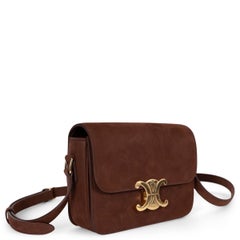 CELINE Chestnut brown Nubuck suede TEEN TRIOMPHE Shoulder Bag
