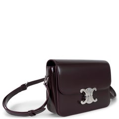 CELINE Deep Burgundy Calfskin leather TEEN TRIOMPHE Bag