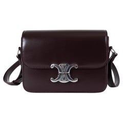 CELINE Deep Burgundy Calfskin leather TEEN TRIOMPHE Bag