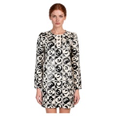 CHANEL 2023 Geometric Logo Dress Black/Ecru 38 S