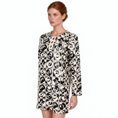 CHANEL 2023 Geometric Logo Dress Black/Ecru 38 S