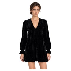 SAINT LAURENT 2022 Velvet Mini Dress Black 38 S