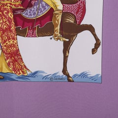 HERMES Turqueries 90 Twill Scarf Pink silk
