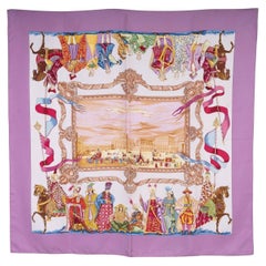 HERMES Turqueries 90 Twill Scarf Pink silk